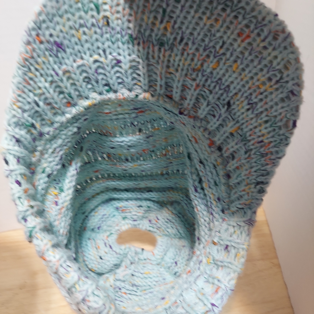 Mint Green Confetti Slouchy Visor Beanie Hat with Ponytail Hole - Like New - Picture 6 of 6